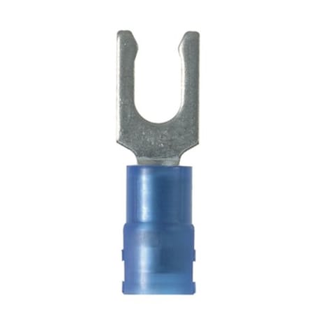 Panduit Fork Terminal, #6 Stud Size, 14 AWG, Nylon Insulated, Blue, 1000 PK PN14-6LF-M